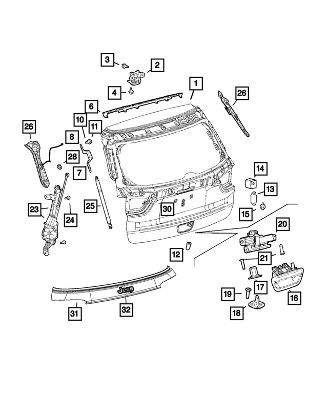 68456014AA - Doors, Door Mirrors and Related Parts: Liftgate for Jeep: Compass Image