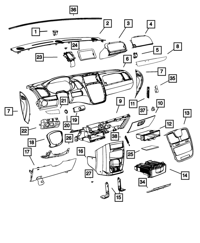 5028738AB - Interior Trim: Instrument Panel Cap for Mopar Image image