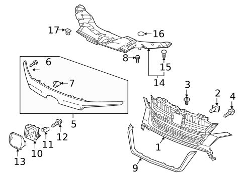 Grille & Components for 2021 Honda Passport #0