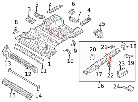 Rear Floor & Rails for 2013 Volkswagen Eos #0