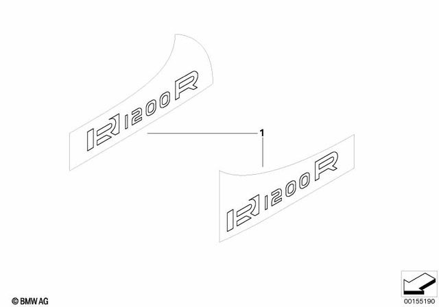51147703552 - Body Equipment: Model Lettering R1200R, Right - Nachtschw. Matt for BMW-Motorrad Image