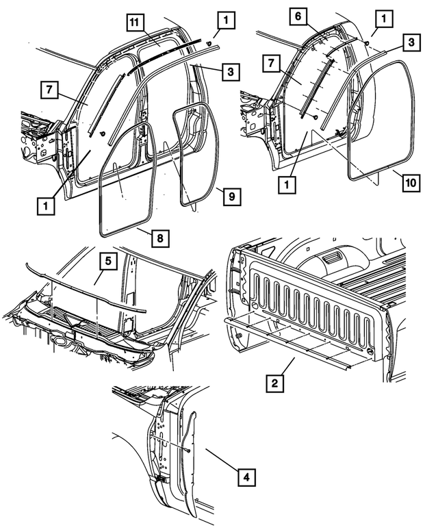 55112026AC - Body Sheet Metal Except Doors: Body Side Seal, Right for Mopar Image