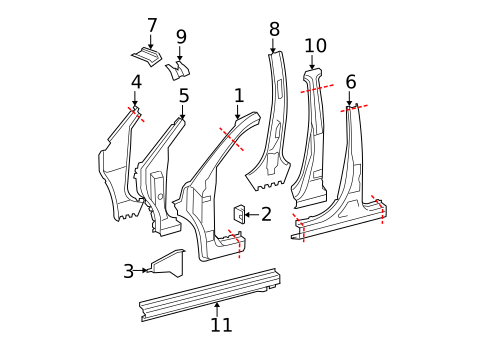 Hinge Pillar for 2010 Toyota Highlander #0