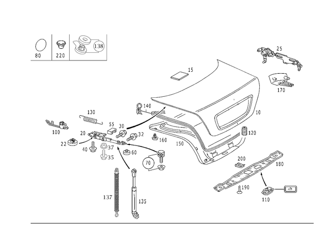 2206390497 - Trunk Lid: Seal for Mercedes-Benz Image image