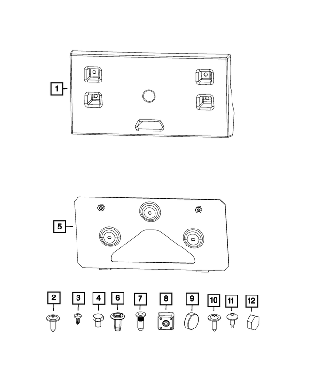 68632876AA - Frame, Bumper and Fascia: License Plate Bracket for Mopar Image