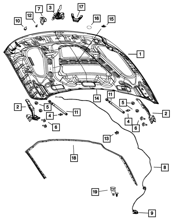 68361150AB - Body Sheet Metal Except Doors: Hood Latch for Mopar Image