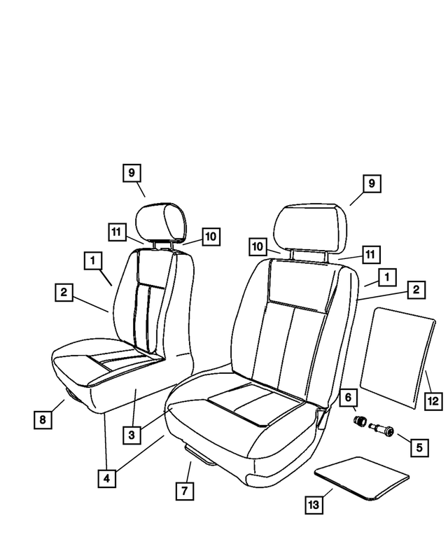 1BJ781D5AA - : Front Seat Cushion Cover, Right for Mopar Image