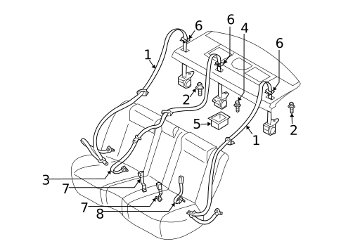 Rear Seat Belts for 2003 INFINITI M45 #0