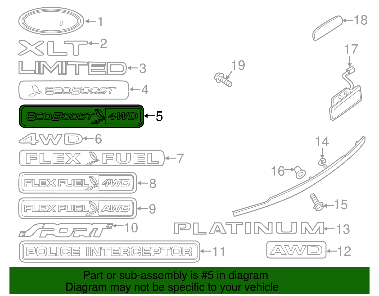 CJ5Z-9942528-D - Hatch Emblem - 2013-2019 Ford | Eastgate