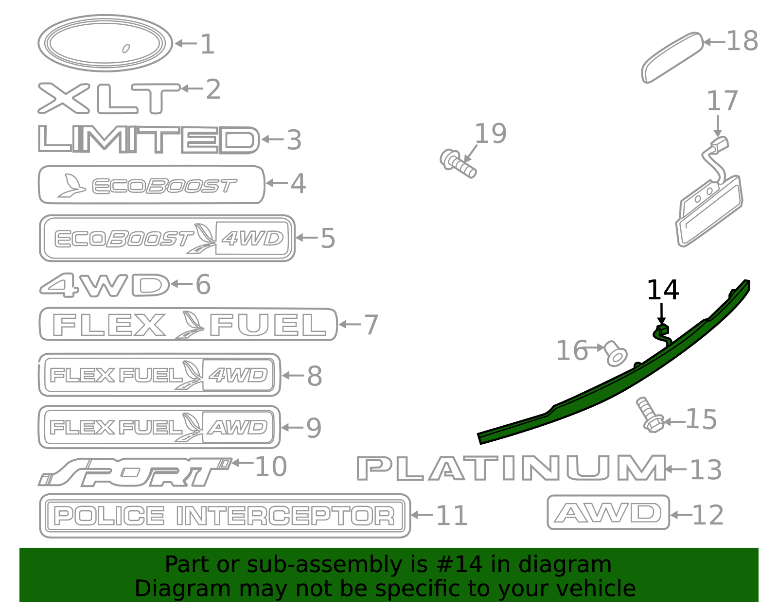 FB5Z-7842512-AC - 2016-2019 Ford Explorer - Rear Molding | Dealer Auto ...
