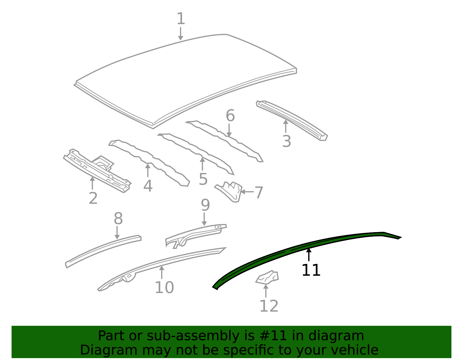 2007-2012 Toyota Yaris Roof Drip Molding (Left) 75552-52140 | OEM Parts ...