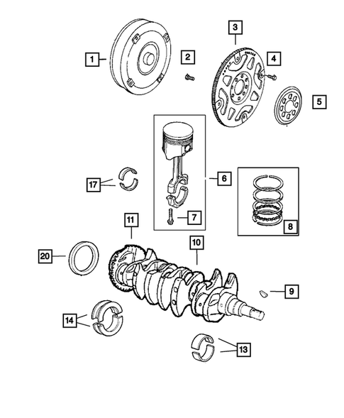 Crankshaft, Piston, and Drive Plate for 2004 Dodge Stratus #0
