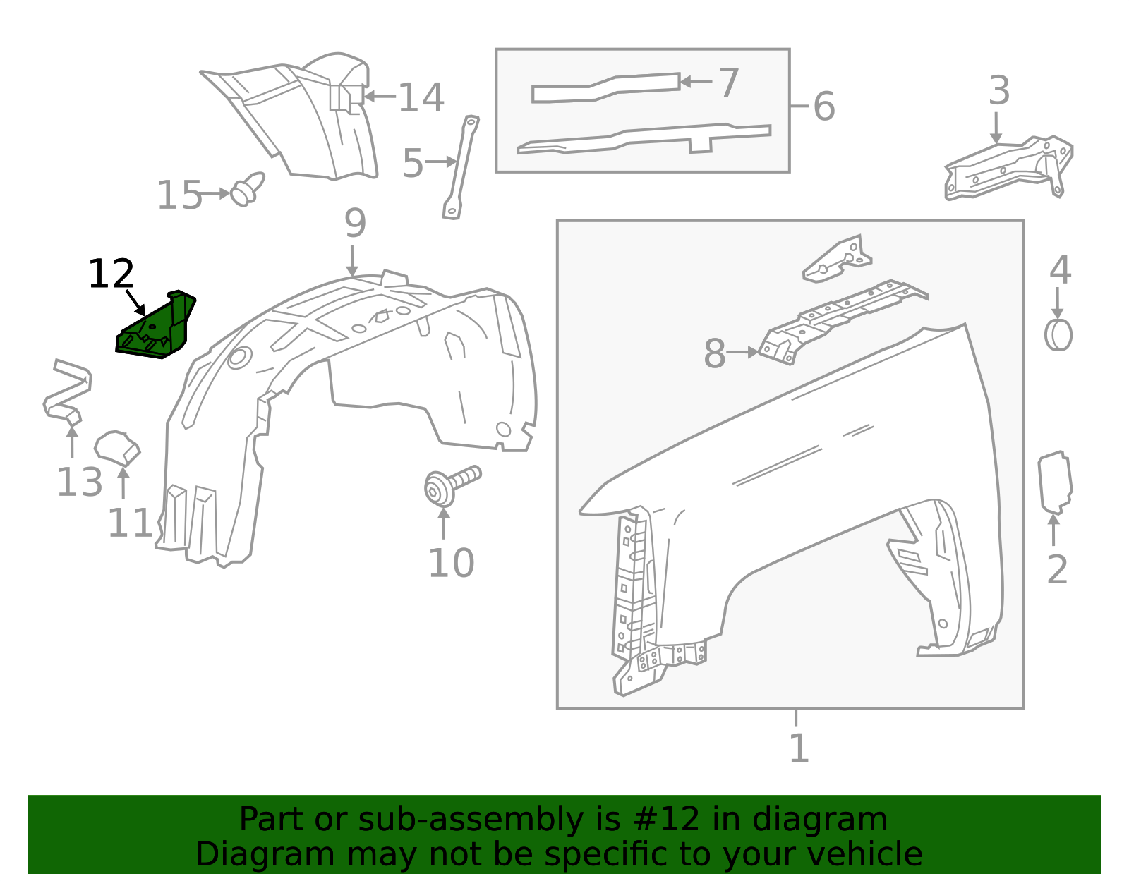 2014-2019 GM Passenger Side Front Wheelhouse Panel Front Bracket ...