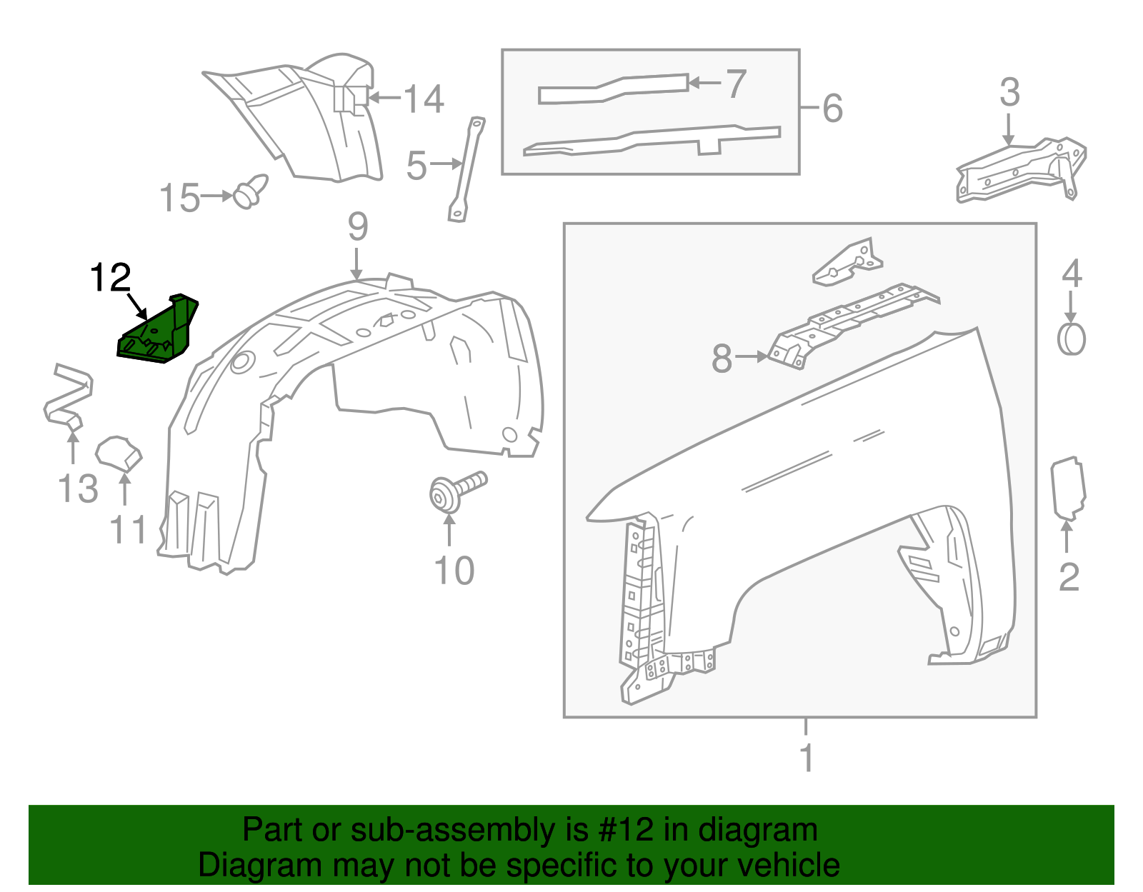 2014-2019 GM Passenger Side Front Wheelhouse Panel Front Bracket ...