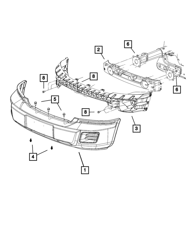 68029831AB - Frame, Bumper and Fascia: Front Fascia for Mopar Image