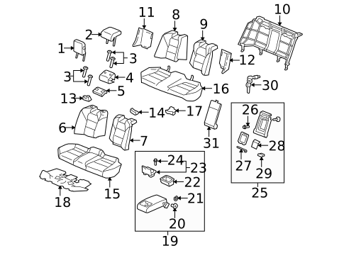 Rear Seat Components for 2011 Acura TL #0