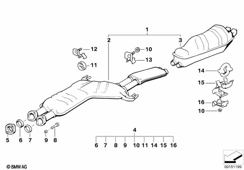 Exhaust System, Rear for 1992 BMW 750iL #0
