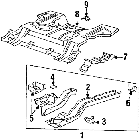 Rear Floor & Rails for 1997 Oldsmobile Aurora #0