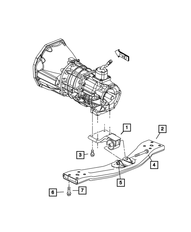 52059299AB - Engine Mounting: Transmission Support Bracket And Insulator for Mopar Image
