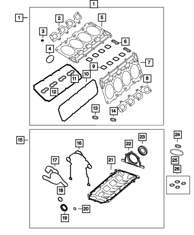 68312489AB - Engine: Long Block Engine Gasket Kit for Mopar Image