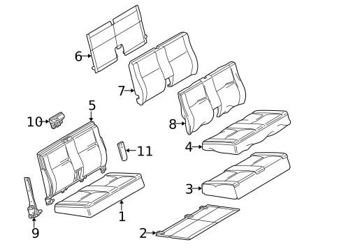Rear Seat Components for 2000 Mercedes-Benz E320 #2