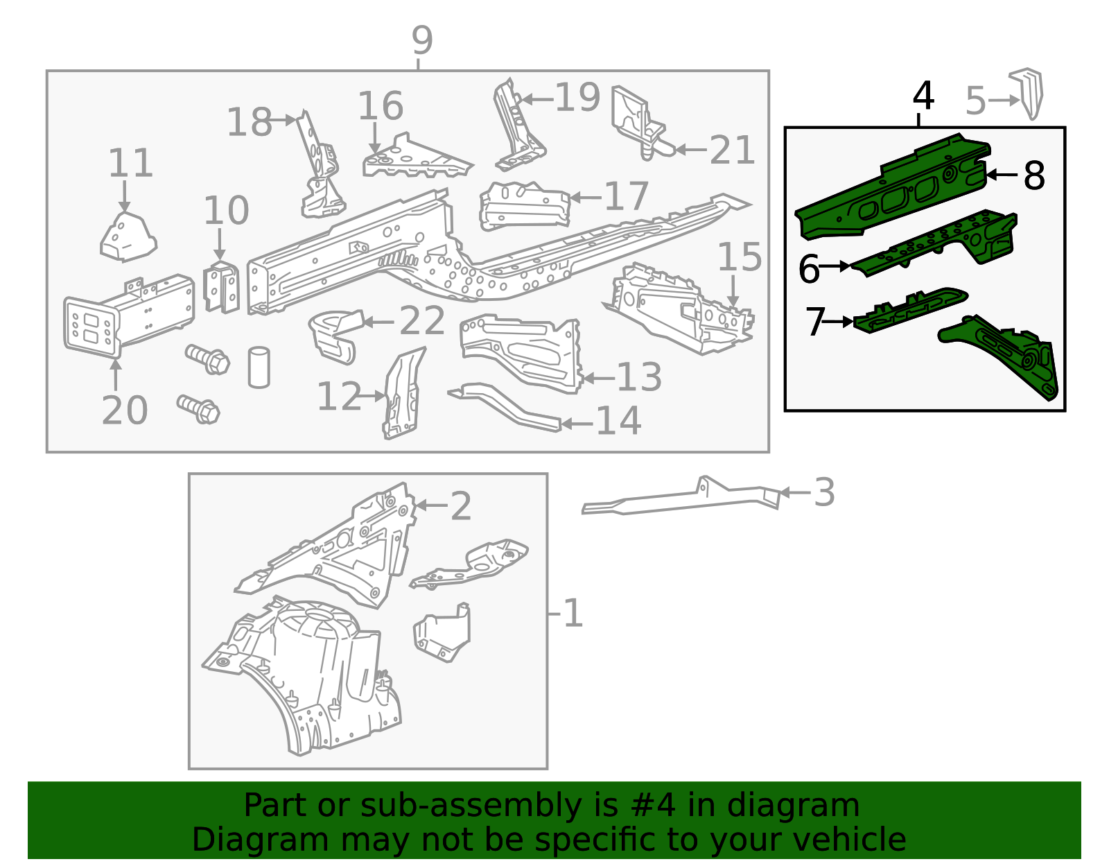 2016-2024 Chevrolet Camaro Upper Rail Assembly 84631447 | Courtesy Parts