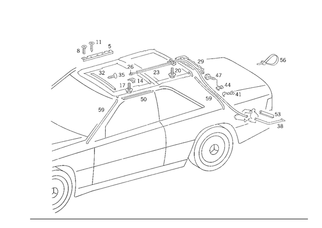1247800889 - Electric Sliding/Lifting Roof: Pull for Mercedes-Benz: 190, 190D, 190E, 300CE Image image