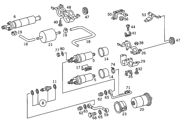 20918801 - Fuel System: Fuel Pump for Mercedes-Benz: 190E, 260E, 280E, 300CE, 300E, 300SL, 300TE, 400E, 400SE, 400SEL, 500E, 500SEC, 500SEL, 500SL, 560SEC, 560SEL, 560SL, 600SEL, 600SL, S420 Image image