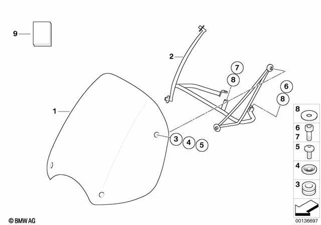 71607686761 - Frame and Mounting Parts: Windshield, High - 380Mm for BMW-Motorrad Image image