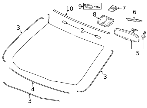 Glass - Windshield for 2017 Acura RDX #0