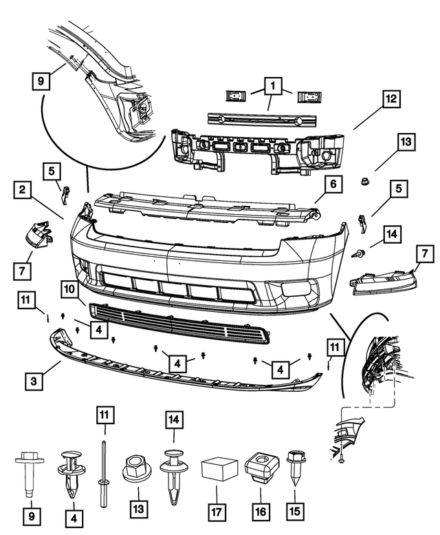 6027958 - Frame, Bumper and Fascia: Snap In Nut for Mopar Image image
