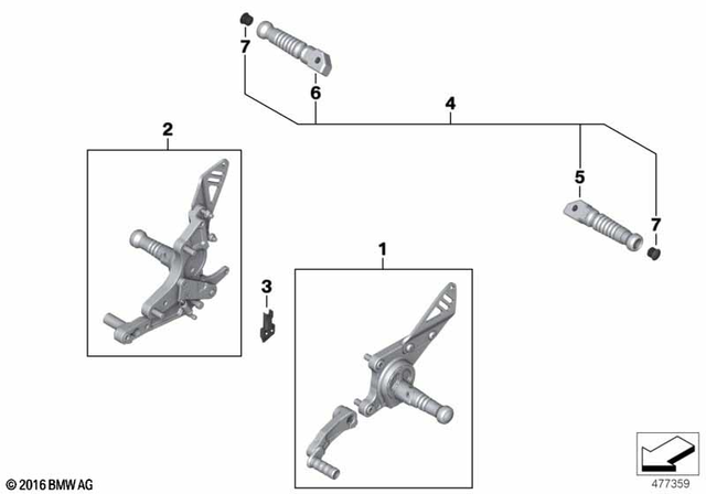 77252452955 - Design: Passenger Footrest System, Black for BMW-Motorrad Image