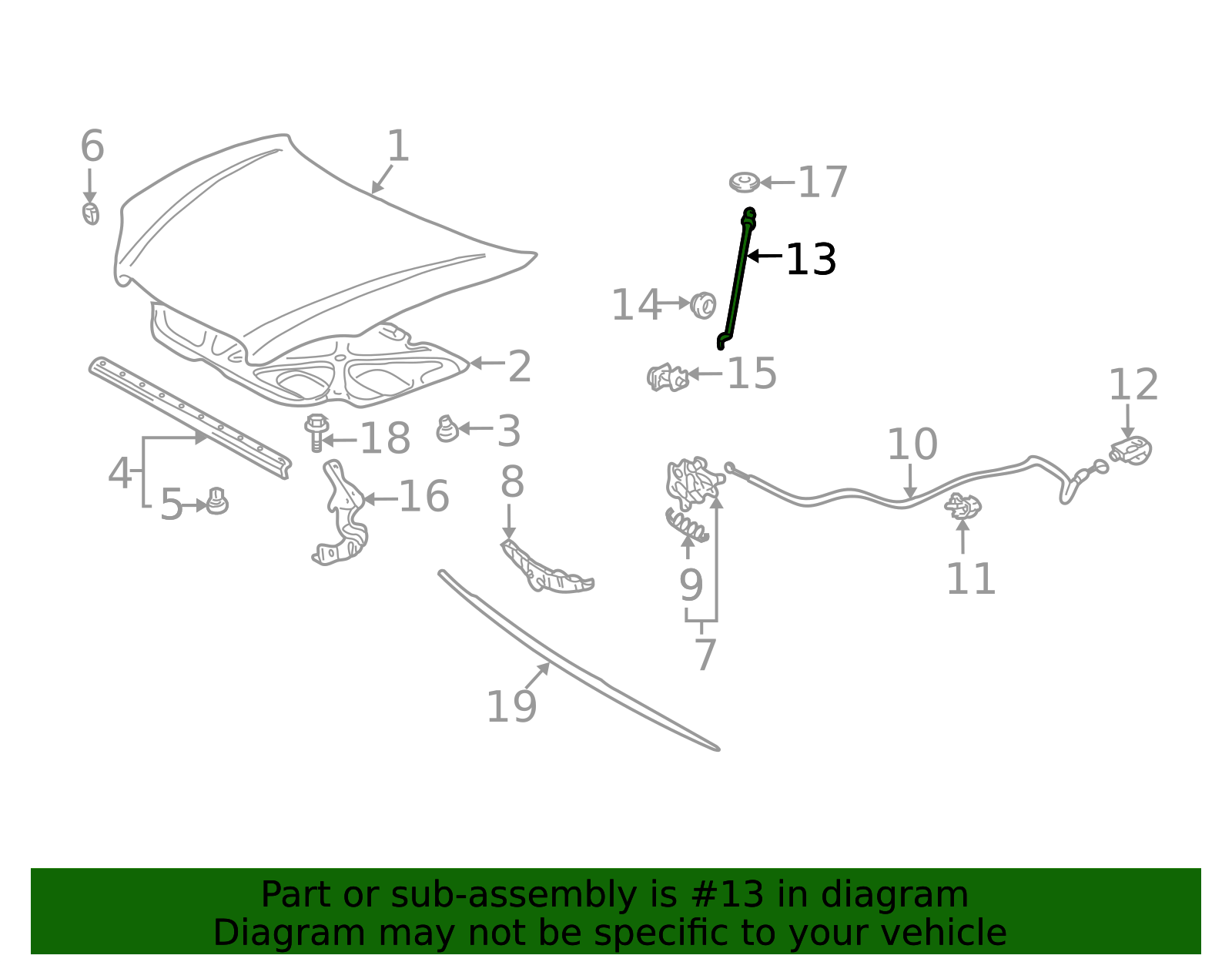 Genuine Toyota Corolla Hood Support Rod 53440-12030 | Frontier Toyota
