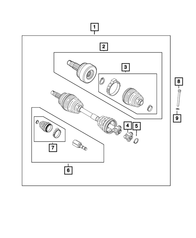 68356467AA - Four Wheel Drive; Differential and Drive Line: Outer Cv Joint, Right &amp; Left for Mopar Image