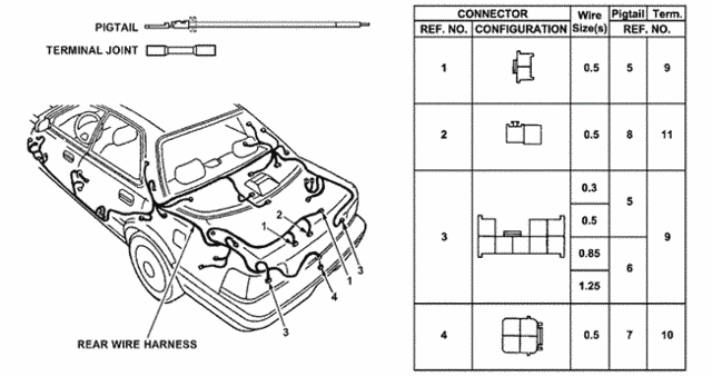 Electrical Connectors (RR.) for 1994 Acura Vigor #0