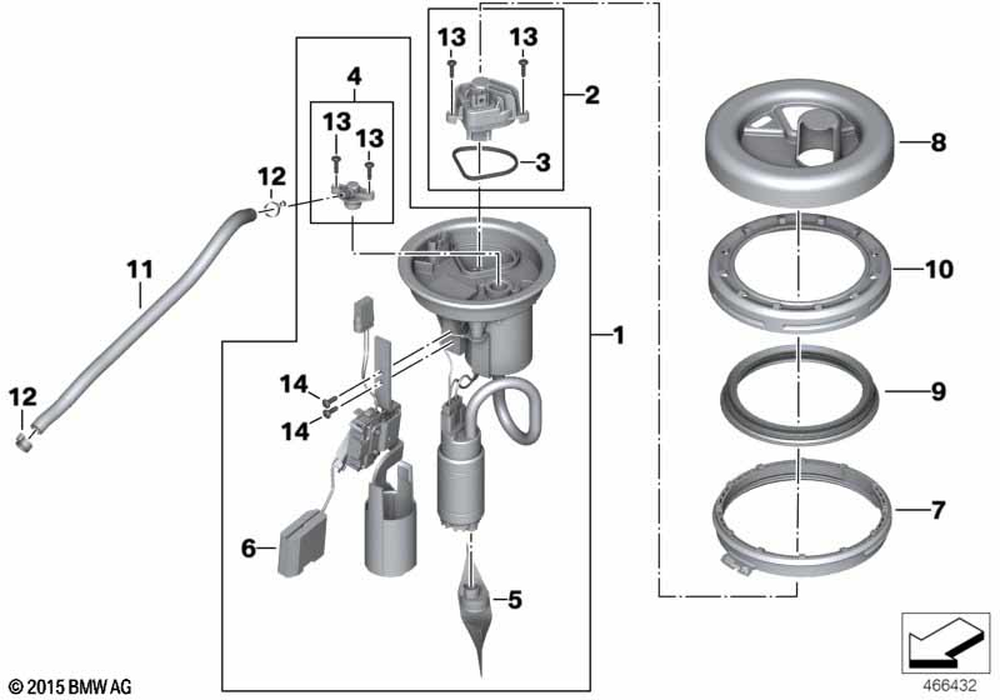 16148556078 - Fuel Pump Unit With Lever Sensor 2006-2016 BMW