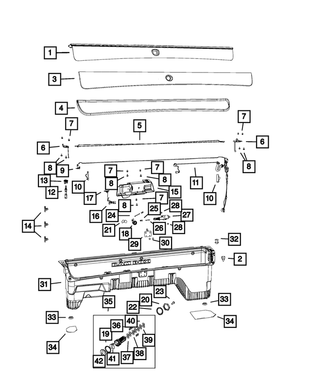 68206699AA - Body Sheet Metal Except Doors: Storage Bin Door, Left for Mopar Image image