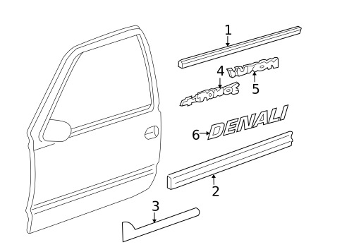 Exterior Trim - Front Door for 2004 Chevrolet Tahoe #0