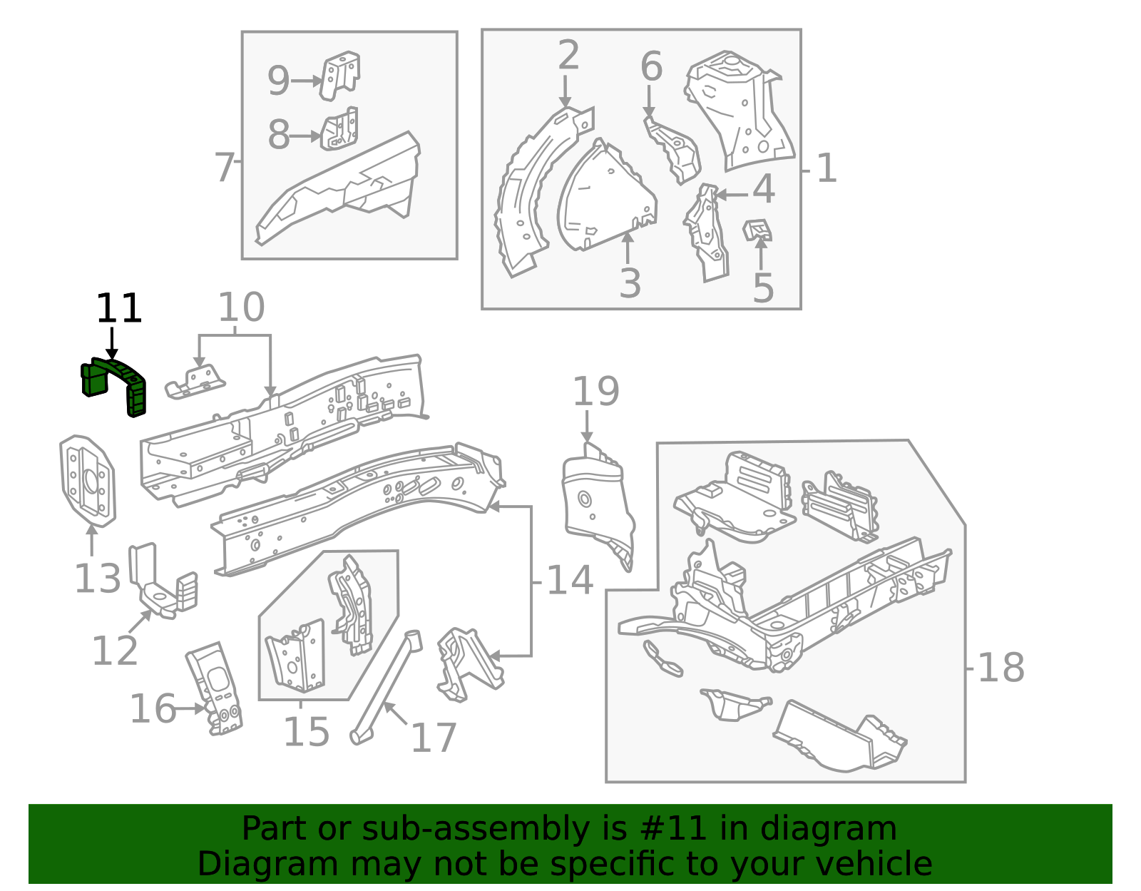 84240690 - Passenger Side Front Compartment Inner Side Rail Front ...