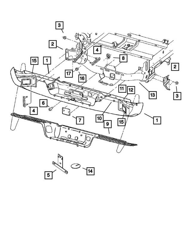55077107AN - Frames and Bumpers: Rear Bumper for Mopar Image image