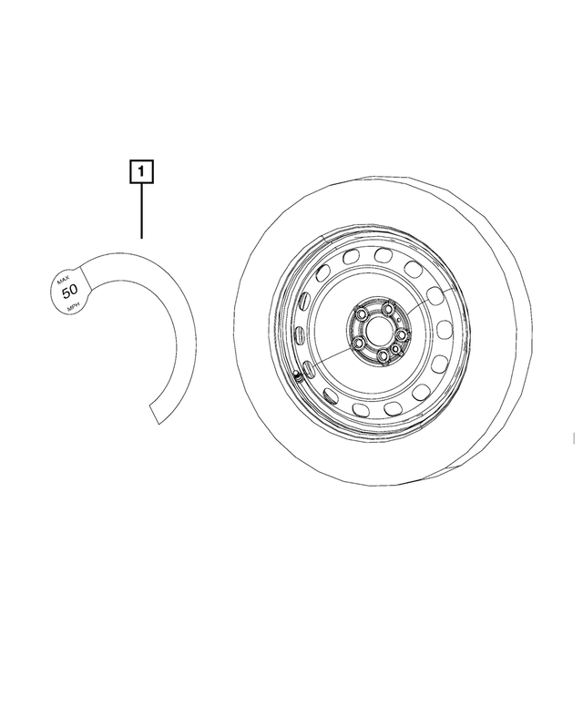 68202010AA - Labels: Space Saver Spare Warning Label for Mopar Image