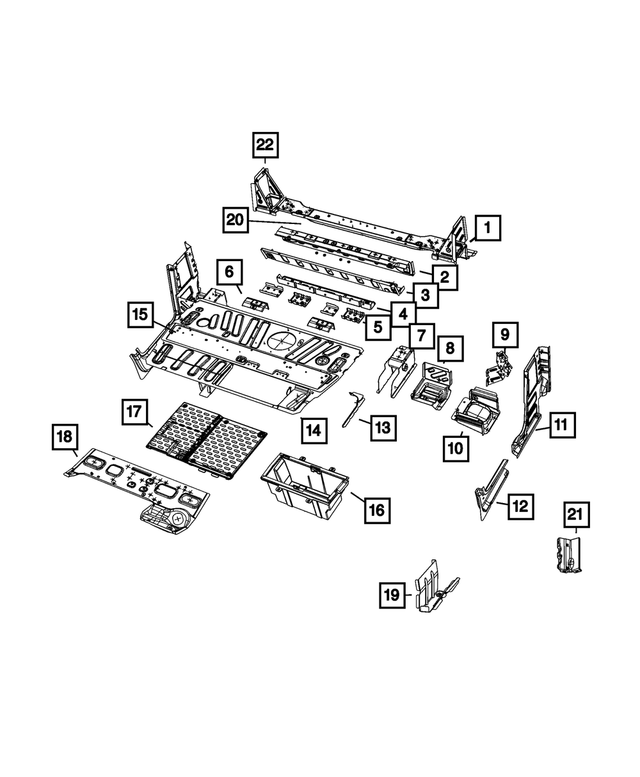 68167110AB - Body Sheet Metal Except Doors: Rear Floor Crossmember for Mopar Image