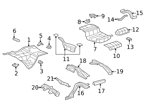 Rear Floor & Rails for 2015 Lexus LS460 #0