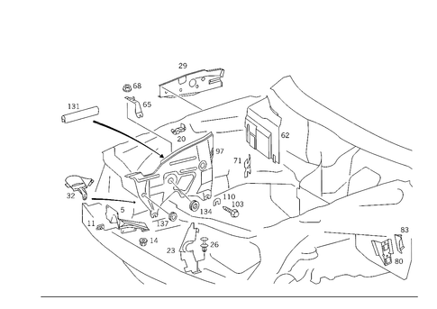Engine Compartment Partition Panel, Wheelhouse Attachment Parts for 1988 Mercedes-Benz 300E #1