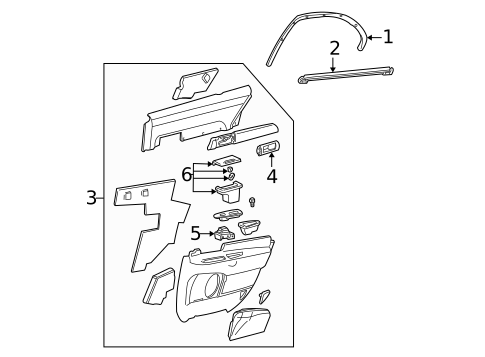 Interior Trim - Rear Door for 2000 Lincoln LS #0