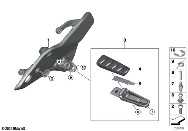 46719909301 - Frame and Mounting Parts: Fillister-Head Screw - M8X25 10.9 znni for BMW-Motorrad Image