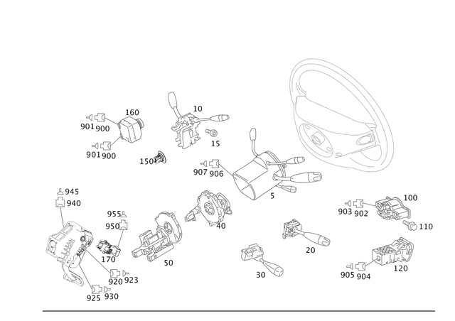 2215404801 - Electrical Equipment and Instruments: Steering Column Switch for Mercedes-Benz Image image