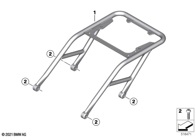 46545A6C470 - Frame and Mounting Parts: Top Case Carrier - Black for BMW-Motorrad Image