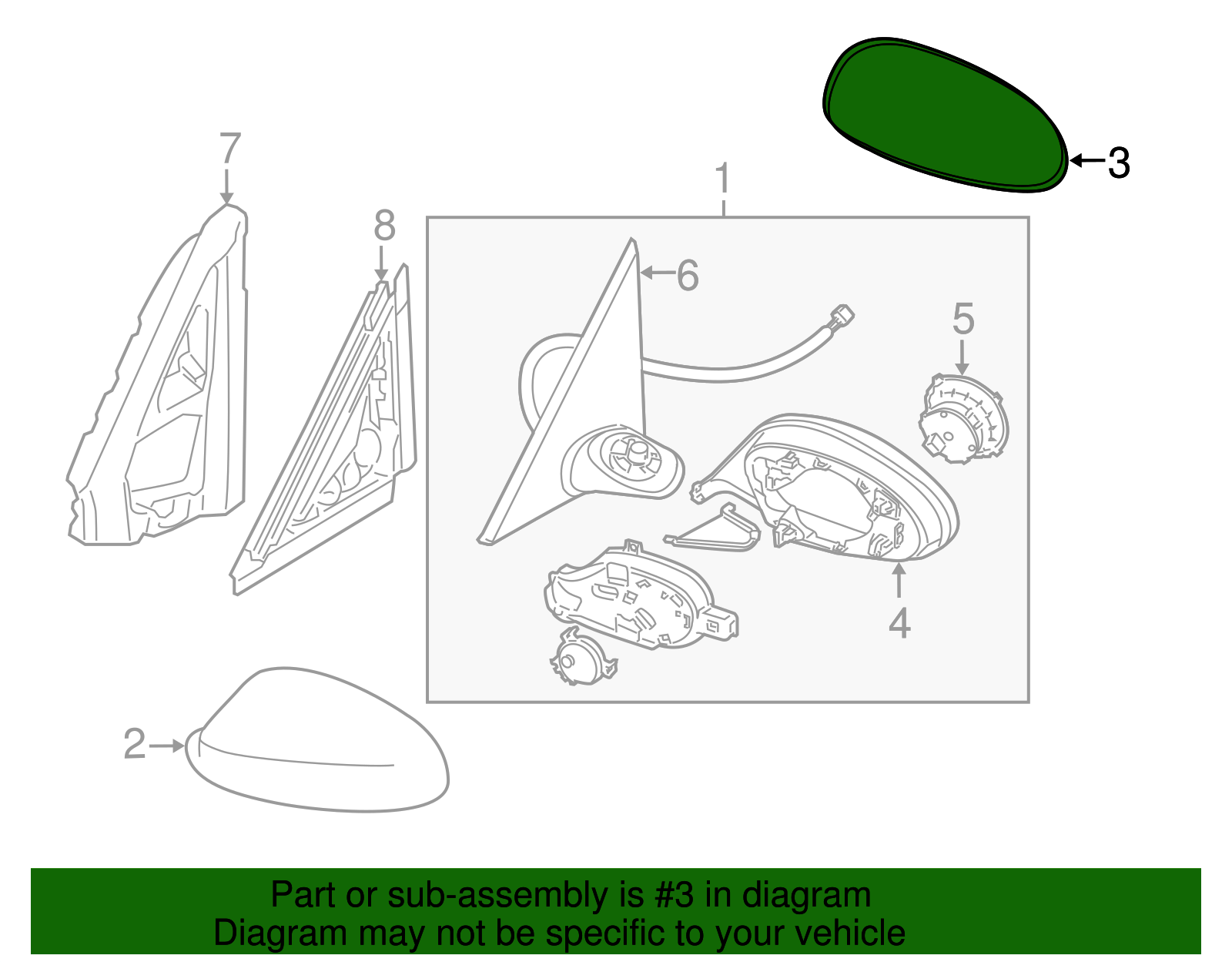51167230979 - 2010-2013 BMW Mirror Glass (51-16-7-230-979