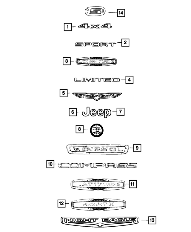 68373070AA - Exterior Ornamentation: Liftgate Nameplate for Mopar Image